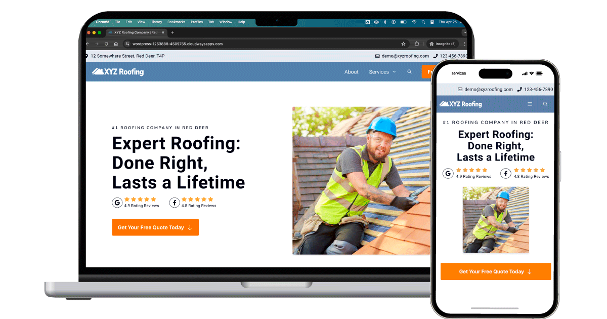 XYZ Roofing - Web design for desktop and mobile