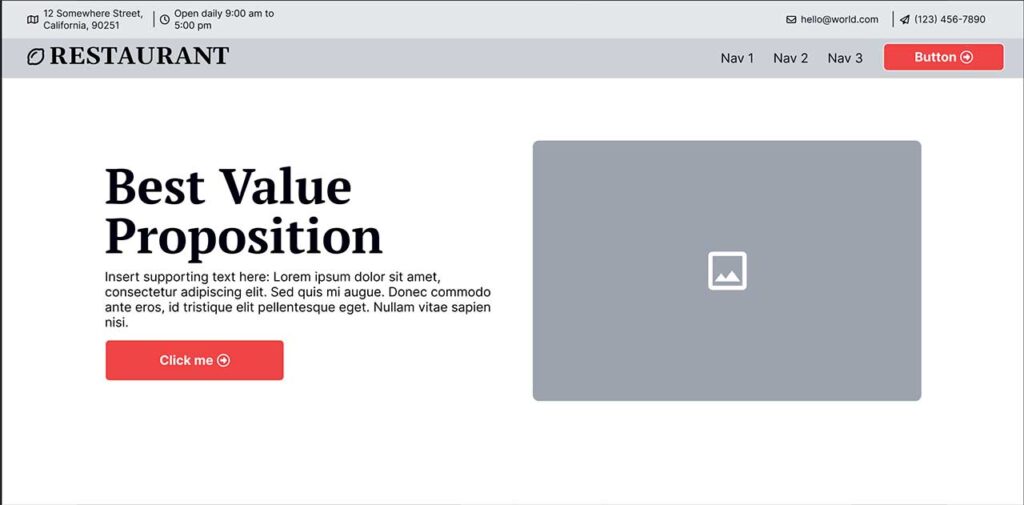 Distraction free website wireframe