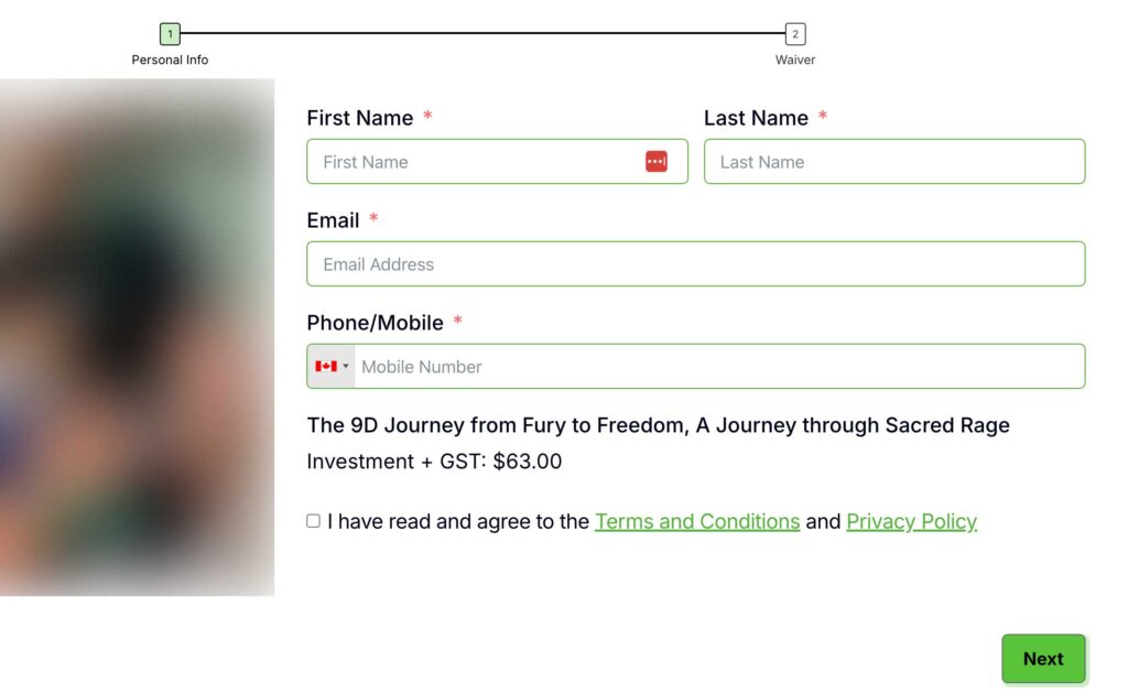online registration form
