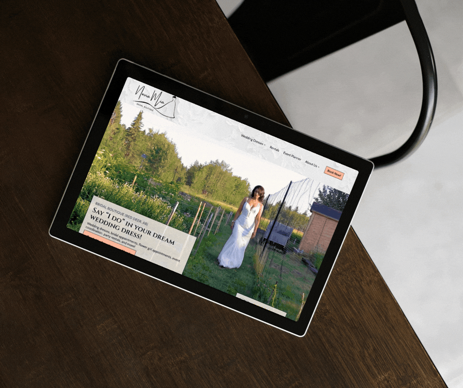 Novia Mia Red Deer website mockup